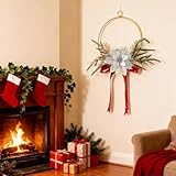 17'' Christmas Metal Wreath Christmas Wreaths for Indoor Outdoor Christmas Decorations Cabinet Wreaths for Kitchen, Window Decorations for Front Door Outdoor Indoor