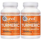 Qunol Turmeric Curcumin Capsules, 1000mg Extra Strength Supplement, Patented Hydro-Soluble Technology, Alternative to Turmeric Curcumin with Black Pepper, 240 Veggie Capsules