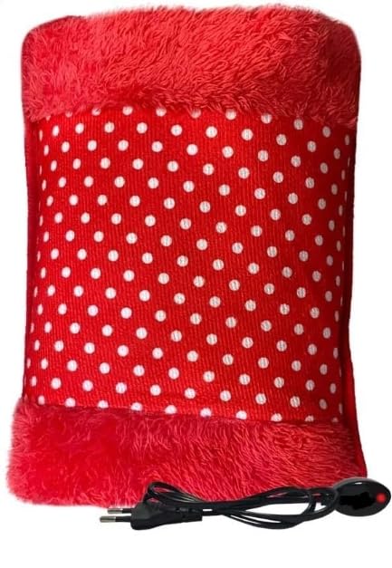 MOOKE-"Electric ComfortXpress Velvet Hot Water Bag - Instant Heat, Soothing Relief, and Reusable - Perfect for Aches, Cramps, and Cold Weather" (Red)