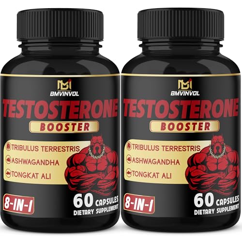 Test Booster for Men - 2 Packs 60 Capsules - 15500Mg Per Serving with Tribulus Terrestris Ashwagandha Root & Tongkat Ali
