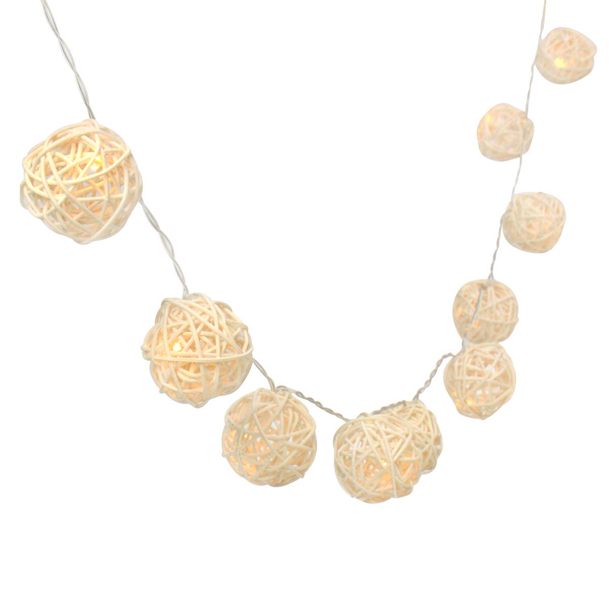 Gardeningwill Warm White 4M 40Led Battery Operated Rattan Ball Led String Fairy Light