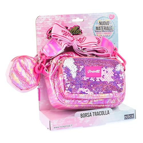 GIRABRILLA POCHETTE: borsetta puffer dai colori cangianti, realizzato con materiali di qualità morbidi al tatto, dotato di 1 tasca esterna in pailettes reversibili che possono contenere diversi oggetti. Disponibile nella variante con tasca, tracolla e porta monete di colore magenta.