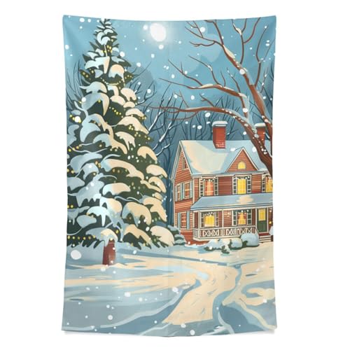 Retro-Tagesdecke im Landhausstil, Weihnachtsmotiv, Wandbehang für...