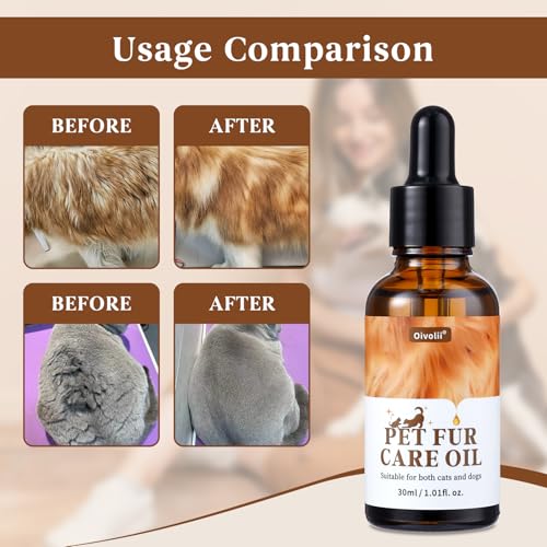 Image of Pet Fur Care Oil Detangles, Reduces Shedding Leave-in Conditioner for Dogs & Cats - Strengthen, Moisturize & Restore Natural Luster to Your Pet's Coat, 1.01 fl. Oz
