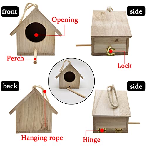 Hamiledyi Wooden Bird House,Hanging Birdhouse For Outside,Garden Patio Decorative Hand-Painted Birdhouse For Clearance Wren Bluebird Swallow Sparrow Robin Hummingbird Throstle Finch #TOP1