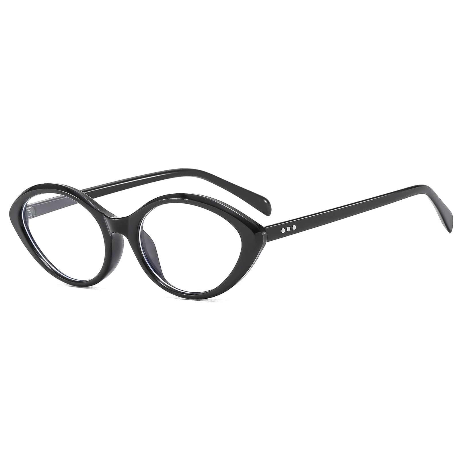 LJCZKA Oval Blue Light Blocking Glasses Women Retro Small Cat Eye Frame Computer Eyeglasses Anti Eyestrain Clear Lens