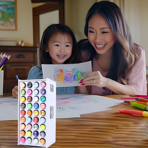 Image of Craft Paint Storage Rack, 72 Holes Craft Paint Organizer 360 Spinning Organizer Tower Holder Stand for Apple Barrel, Folkart Desk Organizer