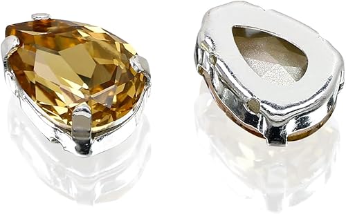 Miniatura 4 de DONGZHOU Piedras de imitación de cristal para coser con forma de gota, cuentas de piedras de costura con ajuste plateado, mezcla de colores para