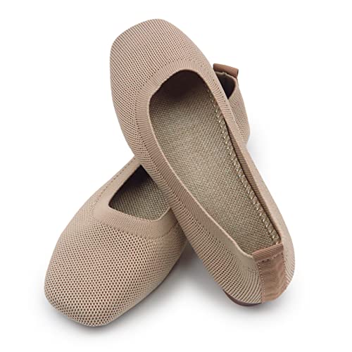 Image of RVROVIC Women Flat Shoes Knitted Lightweight Slip-on Loafers Breathabel Soft Comfortable Ballet Flats