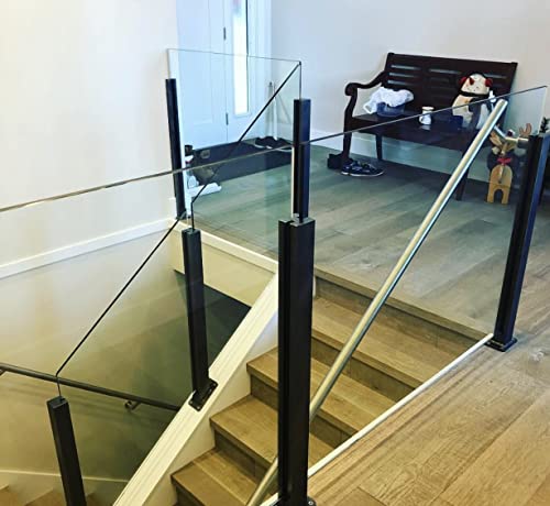 (en:Szklany słupek balustrady do szkła 3/8" lub 1/2", czarny szklany panel post, balustrada do balustrady tarasowej/schodów wewnętrznych, system wsporczy