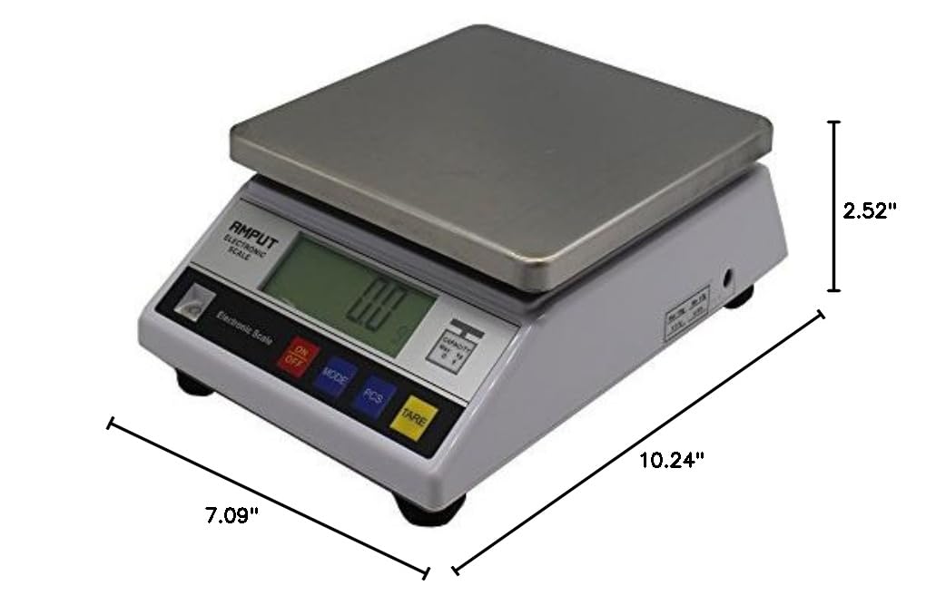 Dimensions of the Aitoserlea LS-001 Digital Lab Scale: 10.24 inches length, 7.09 inches width, 2.52 inches height.