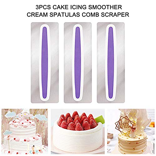 Honorall 3pcs Bolo raspador mais suave creme de decoração pente e glacê mais suave, borda de decoraç