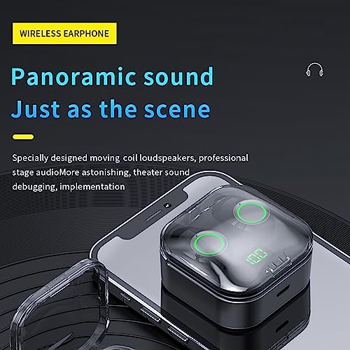 True Wireless Earbuds 5.3 Headphones with Wireless Charging Case, IPX8 Waterproof, Touch Control, Built in Mic, Premium Deep Bass, Black (2022 Upgraded)