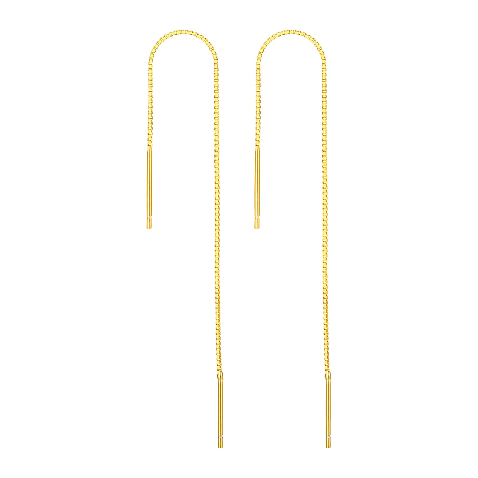 HooAMI925 Sterling Silver Earrings for Women,Threader Earrings Long Chaine Tassel Earrings,Drop Pull Through Earrings for Women Girls