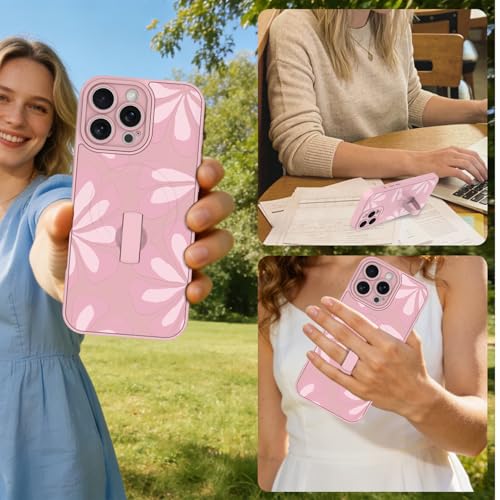 Coque iPhone 16 Pro antichoc MagSafe rose avec dragonne et support de visionnage