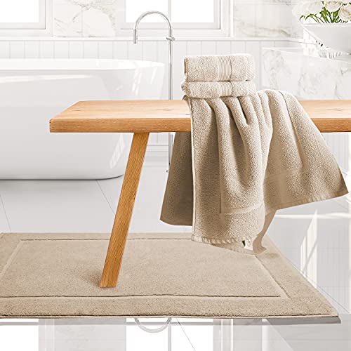 Image of Hearth & Harbor Bath Mat Towels - 100% Ring Spun Cotton Luxury Bath Mat Floor Towels - Ultra Soft & Highly Absorbent Bath Towels Set of 4 - Cream