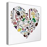 Illustrations disposées en forme de cœur sur le thème du Pays Basque.