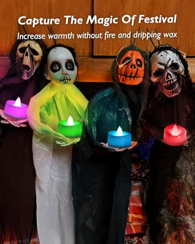 Image of Coku Flameless LED Tealight Candles Smokeless Battery Operated Non-Flickering Tea Lights, Electric Decorative Candle for Diwali, Wedding, Christmas, Gifting & Home Decoration (Multicolor, Pack of 20)