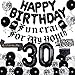 Black 30th Birthday Decorations for Women with Funeral for My Youth Banner, Happy Birthday Balloon, Rip to My 20s Sash, 30 foil Balloons, Lose Youth Cake Topper, Confetti Balloons for 30th Birthday