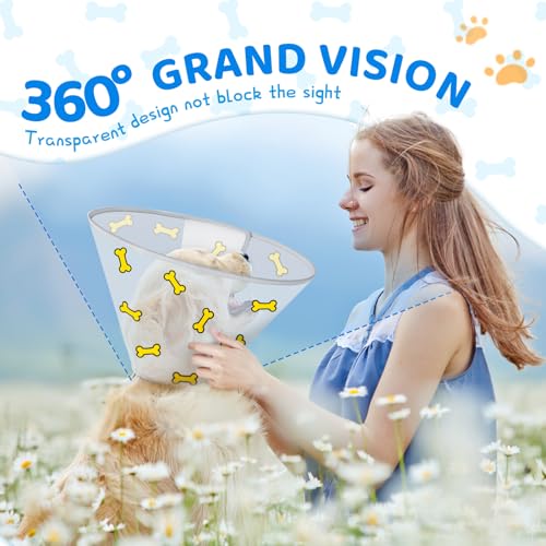 Image of Supet Dog Cone Collar After Surgery to Stop Licking: Adjustable Recovery Elizabeth Collar Alternative for Large Medium Small Dogs, Plastic Pet Head Neck Cone (XS)