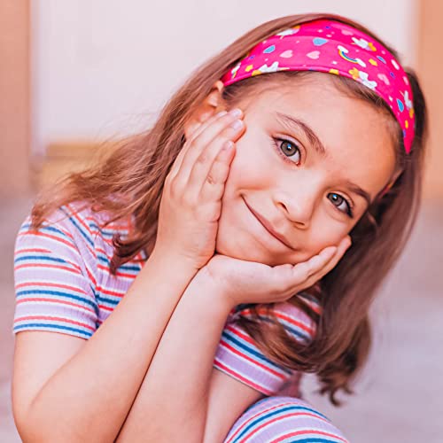 Frog Sac 3 Wide Headbands For Girls, Elastic Butterfly Unicorn Heart Hair Bands For Kids, Soft Fabric Stretch Princess Hair Accessories, Sports Yoga Girl Headband #TOP2