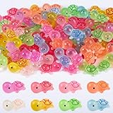 ywevyezc 50PCS Luminous Mini Resin Sea Turtle Bulk Miniature Animals Plastic Turtles Figures Suitable for Aquarium Ornament Party Decoration Garden Micro Landscape Accessories. (8 Colors Mini Turtle)
