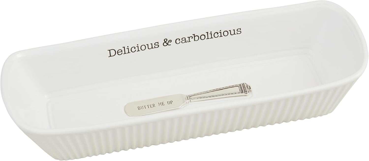 Mud Pie 5" x 15" | spreader 5 1/2" Circa Bread Carb Dish Set, White