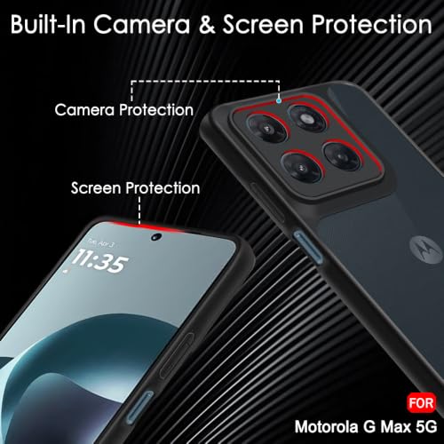 Image of TheGiftKart Hybrid Shockproof Back Cover Case for Motorola Moto G Max 5G | Camera Protection Module | Hard Back Cover Case for Moto G Max 5G (PC & TPU, Translucent Smoke Matte Back, Black Sides)