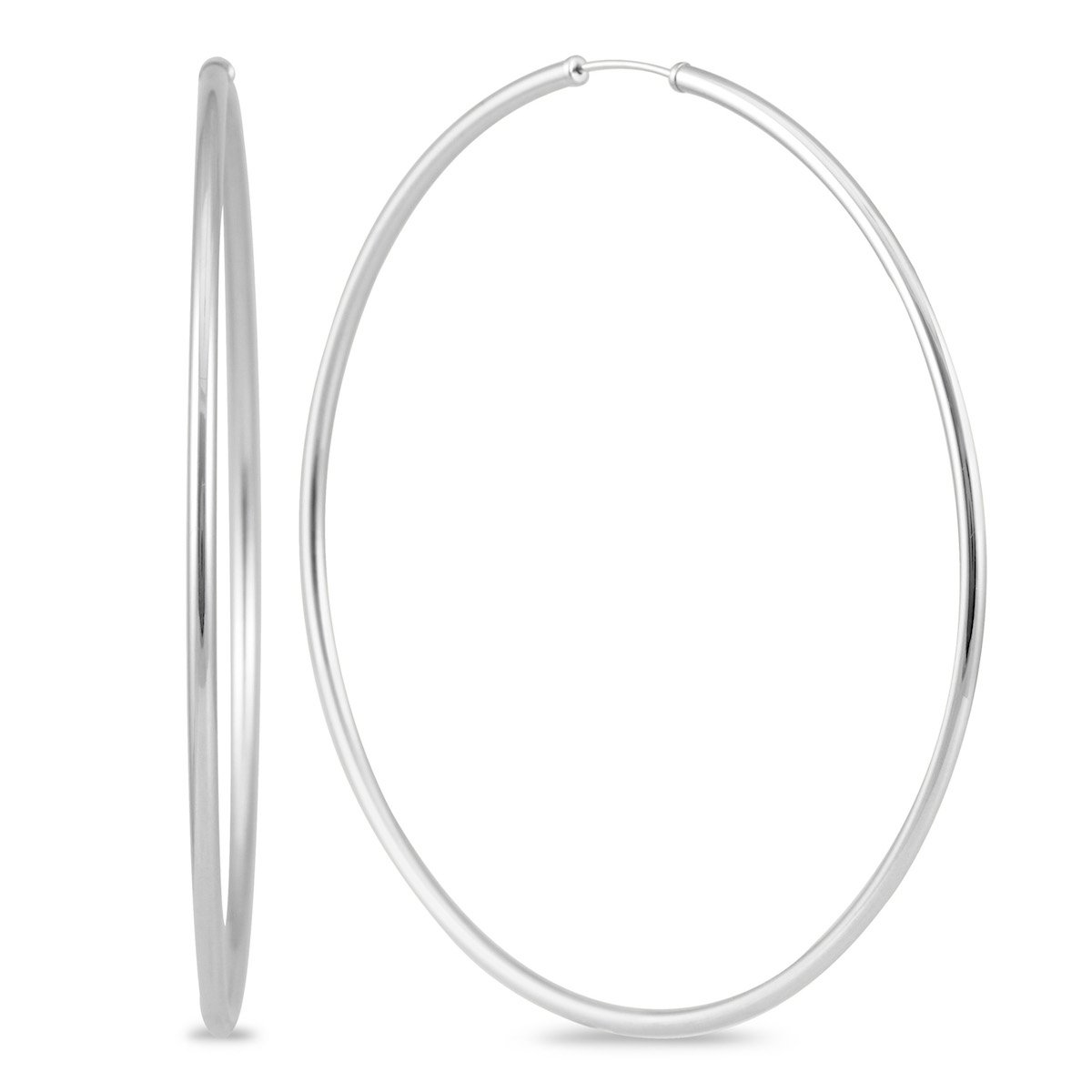 70MM Endless Hoop Earrings 14k White Gold