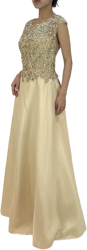 Womens Crew Neck Cap Sleeve Pocket Embroidery Lace Applique A Line Party Sequin Long Evening Gowns Prom Dresses