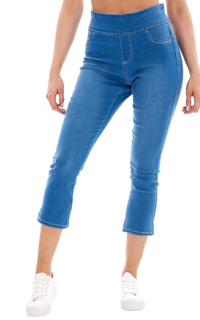 Chicwhisper Women's Blue High Rise Crop Jeggings