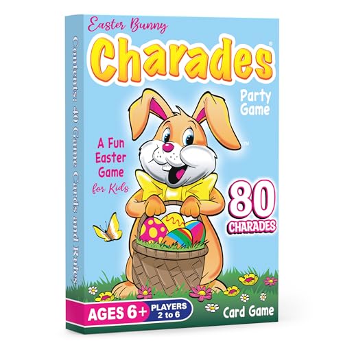 Arizona GameCo Easter Bunny Charades for Kids Ages 6+, No Reading Required Kids Charades Game, 80 Acting Choices, Family Fun, Easter Basket Stuffer, Easter Gift