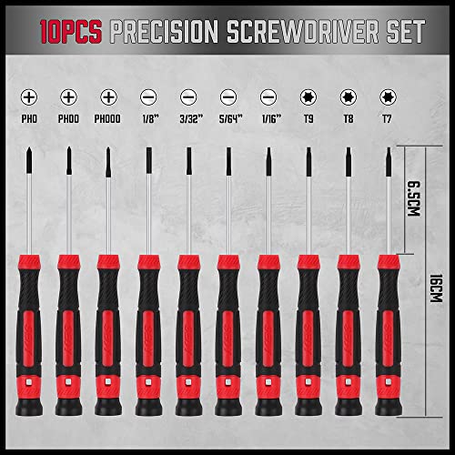 11-Piece Magnetic Mini Screwdriver Set for Eyeglasses, Watches, and Electronics - Includes Phillips, Slotted, Torx, Non-Slip Handle, and Storage Bag