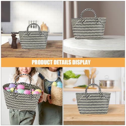 Panier tressé plastique grosse capacité avec anse robuste de rangement