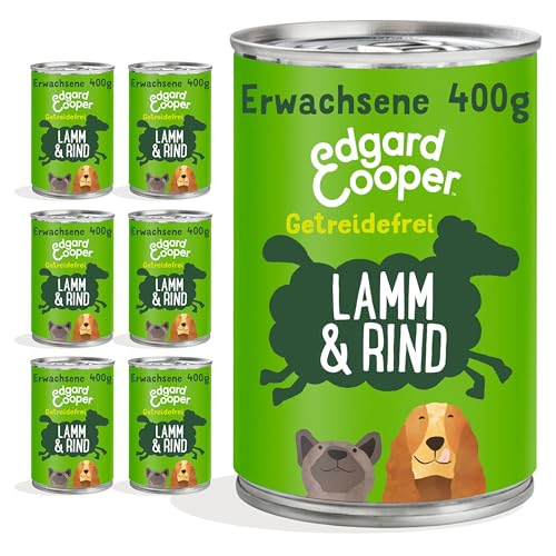 Edgard & Cooper Karma dla psów, mokra karma dla psów, dla dorosłych, bez zbóż, naturalna jagnięcina i wołowina, 400 g x 6 z dużą ilością świeżego mięsa i pożywnych podrobów, zrównoważona karma premium