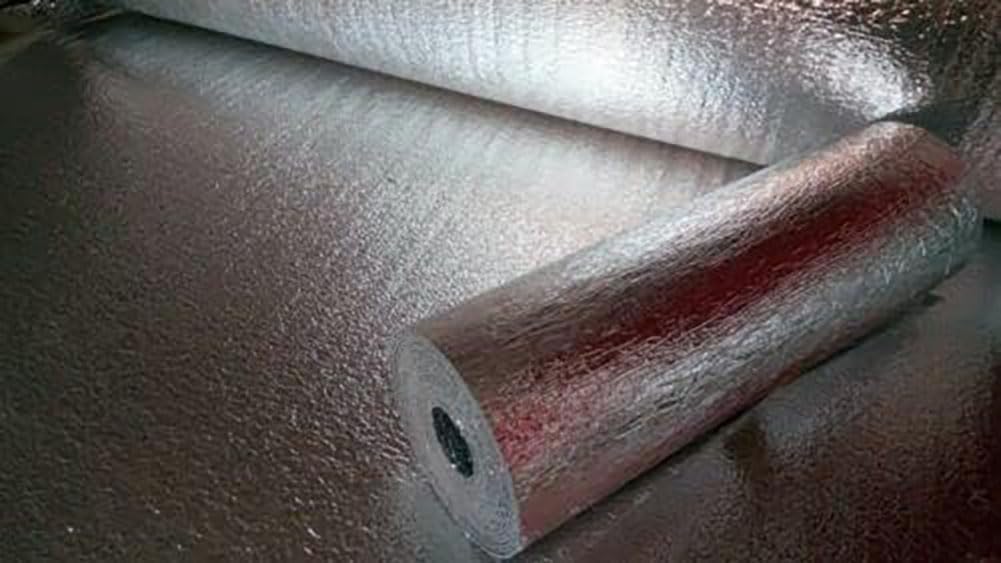 10mm AD10 Reflective Foam Core Insulation Roll Double Sided Aluminum Foil Radiant Barrier Thermal Heat Barrier Window Garage Door Weatherproofing Condensation HVAC Automotive Sound (24 inch x 20 ft)