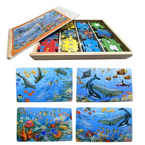 4 Pack 24 Large Piece Puzzles for Adults & Seniors - Dementia & Alzheimers Activities Easy-Grip Puzzles for Seniors with Storage Box Memory Care Gifts