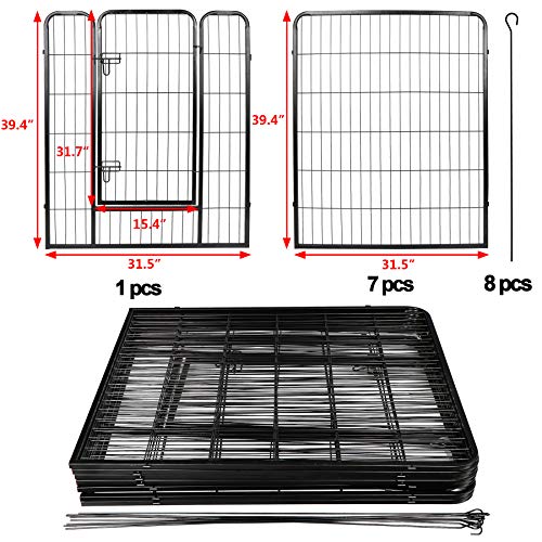 Dog Playpen Dog Fence Outdoor for Large/Medium/Small Dogs 8/16 Panels Indoor Dog Pen 24"/32"/40" Height Metal Dog Exercise Pen Portable Puppy Playpen Pen - Image 4