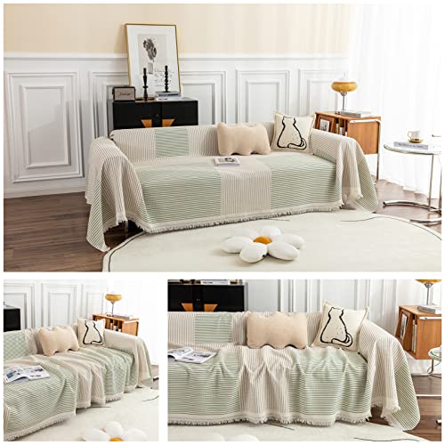 Housse de canapé 1 place 180x130 cm en coton polyester tissé pour salon