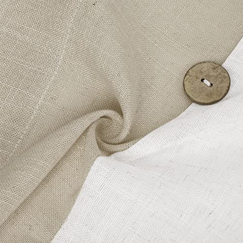 Homerry Tier Curtains For Kitchen Window, Linen Blend Rustic Color Block Bathroom Window Curtain, Farmhouse Button Design Window Treatment Decor Curtains, 27" W X 30" L, Linen, Set Of 2 #TOP3