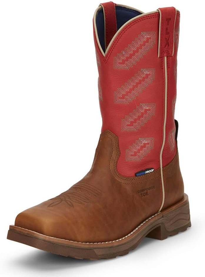 Tony Lama Men's Energy Waterproof Western Work Boot Composite Toe Brown 11 D(M) US