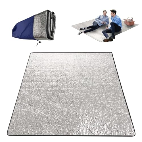 LNGJIN 200 cm x 200 cmCoperta da Campeggio Foglio di Alluminio, Cuscino Sedile Pieghevole,Tappetino in Schiuma daCampeggio,Tappetino per Dormire in Schiuma,perCampeggio,Spiaggia,Escursionismo,Yoga