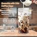 DWTS DANWEITESI Glass Cups with Lids and Straws,24 oz Smoothie Cup with Lid and Straw-Boba Mason Jar,Matcha Cup Wide Mouth Reusable Drinking Glasses,Iced Coffee Cups Glass,Vasos De Vidrio【4 Pack】