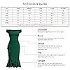 Knitee Women's Off Shoulder V-Neck Ruffle Pleat Waist Bodycon Evening Cocktail Slit Formal Dress (Navy Blue, Large)