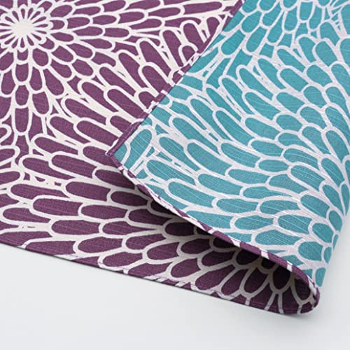 むす美 ふろしき 三巾 伊砂文様 両面 菊 ウスムラサキ セイジ 104cm 綿