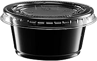 Vista 7 de 2 oz – 100 juegos de tazas de plástico sumergibles negras con tapas, pequeños recipientes para control de porciones, chupitos de gelatina