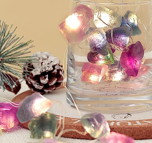 Generic Multicolour Natural Fluorite String Lights Usb/Battery Operated 6Ft 20 Leds Colorful Fluorite Crystals With Remote Control & Timer For Room Indoor Wedding Party Decor thumb #4