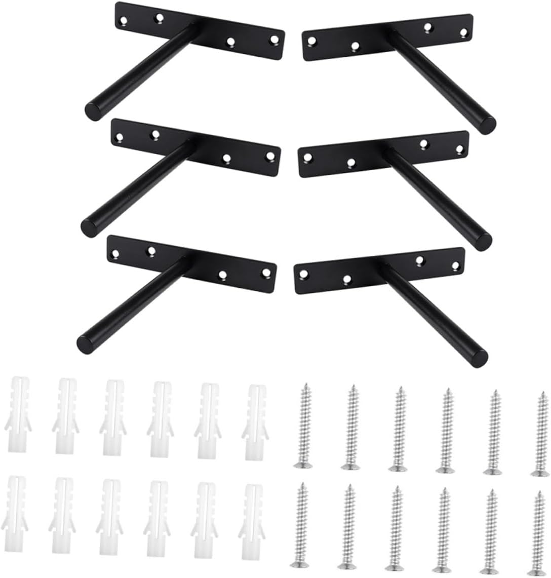 ARTIBETTER 6 Sets Heavy-Duty Floating Shelf Brackets Wall-Mounted Support for DIY Floating Shelves Sturdy Blind Brackets for Home and Garage Storage