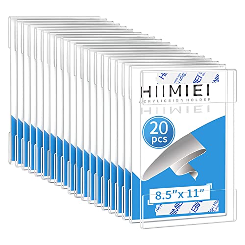 HIIMIEI 20 Pack Clear Acrylic Wall Mount Sign Holder (8.5x11)