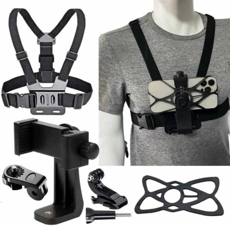 Mobile Phone Chest Adjustable Strap Mount GoPro Chest, Cell Phone Clips Harness Holder
